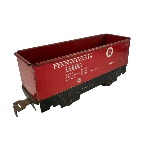 Marx Tin Pennsylvania O Scale Red Car Model Railroad Toy - Picture 1 of 7